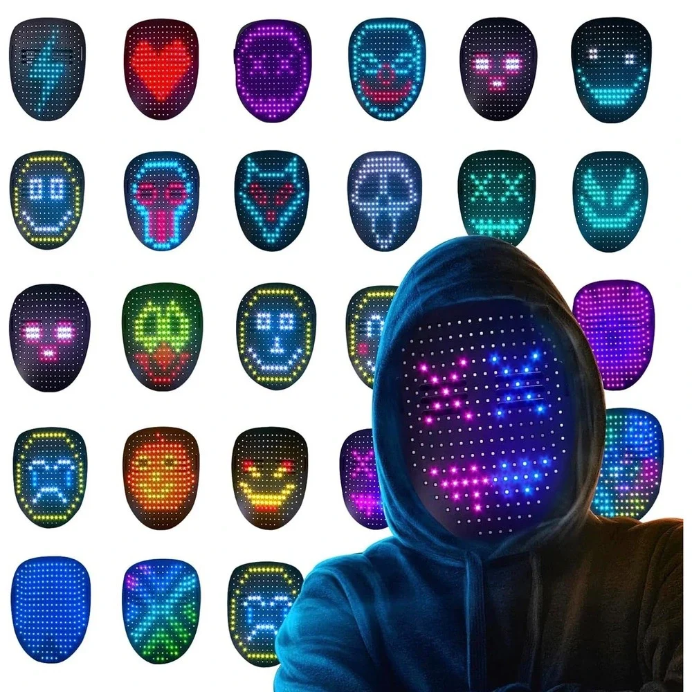 NWT LED Light Up Mask Gesture Sensing Voice Changer Halloween Cosplay